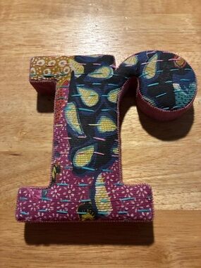Anthropologie Pink Fabric Letter R